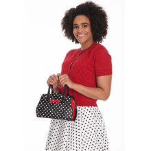 Load image into Gallery viewer, POPPY POLKA HANDBAG IN BLACK AND RED
