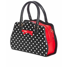 Load image into Gallery viewer, POPPY POLKA HANDBAG IN BLACK AND RED
