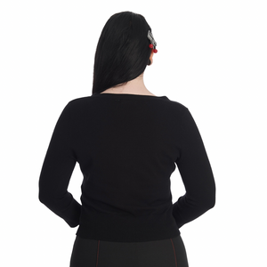 CHERRY SKULL CARDIGAN BLACK