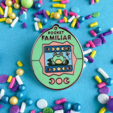 Load image into Gallery viewer, Pocket Familiar Frog Virtual Pet Enamel Pin
