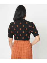 Load image into Gallery viewer, Black Pumpkin Dot Prim &amp; Pretty Sweater
