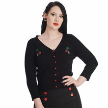 Load image into Gallery viewer, CHERRY SKULL CARDIGAN BLACK

