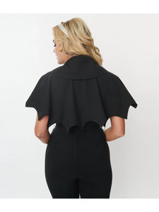 Black & White Bat Scalloped Capelette