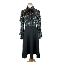 Load image into Gallery viewer, Flower Power ruffled Blouse in Black
