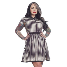 Load image into Gallery viewer, STRIPE LYDIA DRESS CREAM &amp; BLACK
