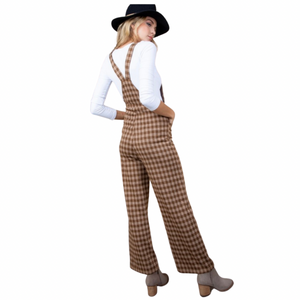 Plaid button down jump suit