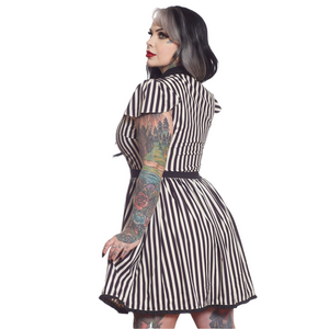 STRIPE LYDIA DRESS CREAM & BLACK
