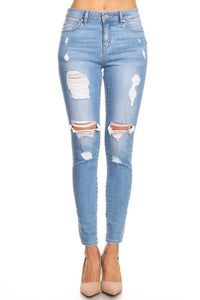 High Rise Distressed Ankle Skinny Jeans