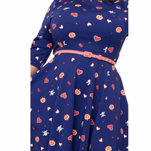 Load image into Gallery viewer, Navy &amp; Spooky Heart Print Stephanie Flare Dress

