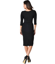 Load image into Gallery viewer, Unique Vintage 1960’S Black Long Sleeve Mod Wiggle Dress
