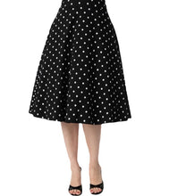 Load image into Gallery viewer, Unique Vintage Black &amp; White Polka Dot Vivien Swing Skirt
