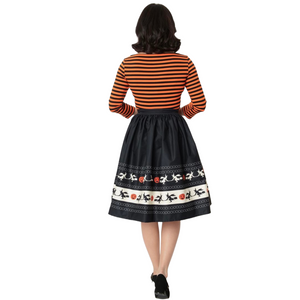 Halloween Fair Isle Border High Waist Gellar Swing Skirt