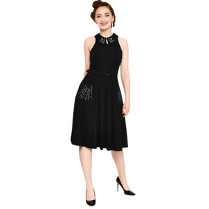Charlie Spider Web Collared Flared Dress