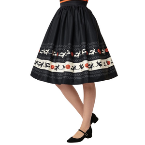 Halloween Fair Isle Border High Waist Gellar Swing Skirt