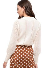 Load image into Gallery viewer, IvoryLong Sleeve Crew Neck Pompom Sweater
