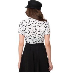 White & Black Bats Power Play Blouse