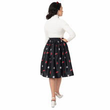 Load image into Gallery viewer, Broken Hearts &amp; Skulls Print Gellar Swing Skirt
