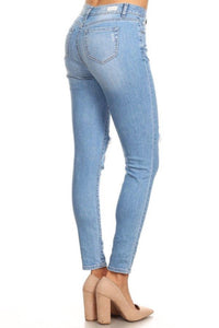 High Rise Distressed Ankle Skinny Jeans