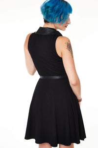 Bat collar knit flare dress