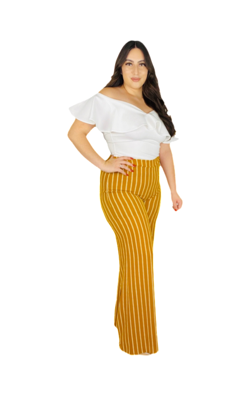 Lani Stripped Palazzo Pants in Mustard
