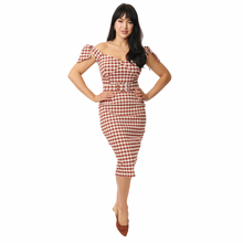 Load image into Gallery viewer, UV Rust Gingham Connie Wiggle Dress
