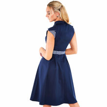 Load image into Gallery viewer, Sailor Dress With Striped Neck Tie And Belt
