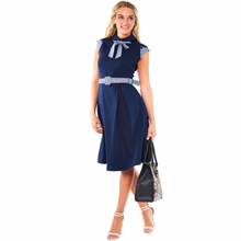 Load image into Gallery viewer, Sailor Dress With Striped Neck Tie And Belt
