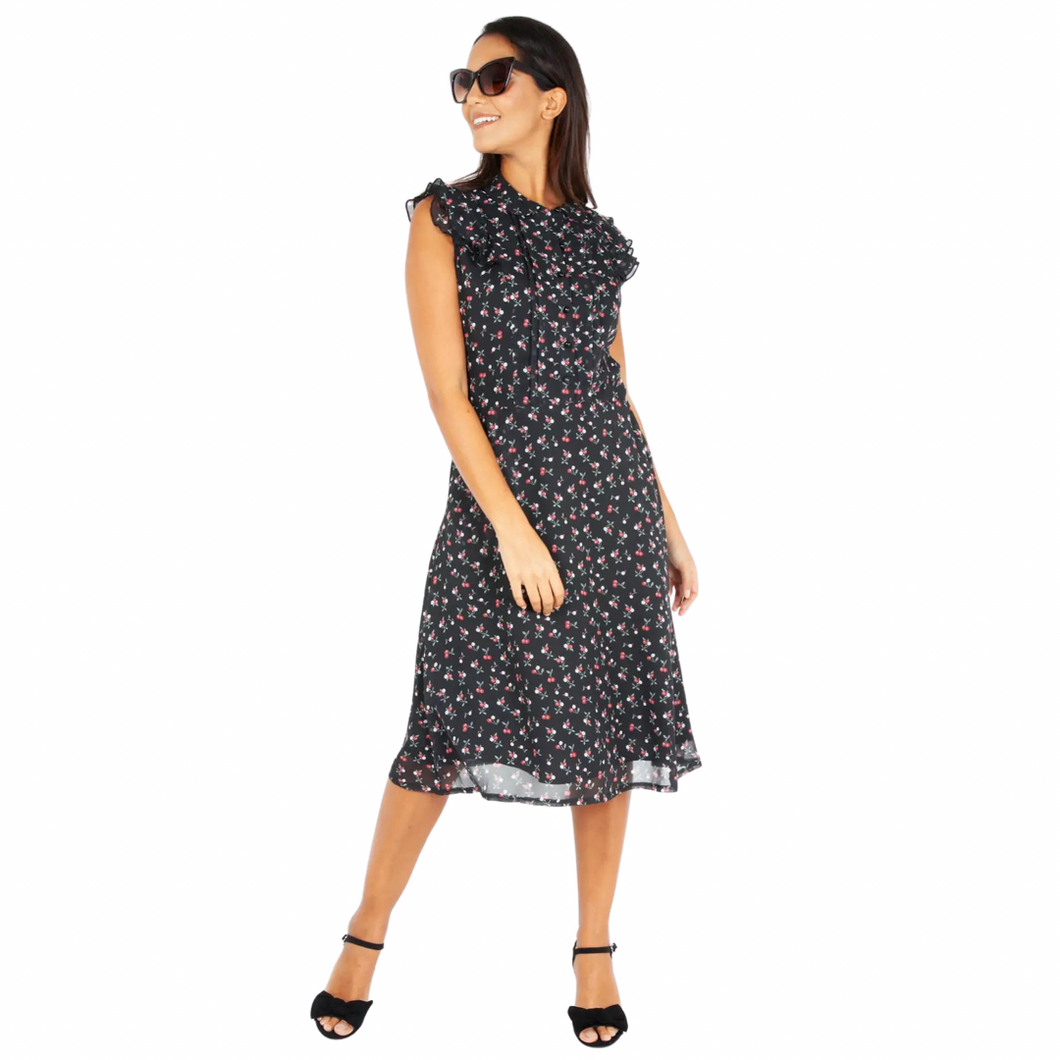 Cherry Straight Cut Dress With Pockets