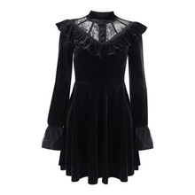 Load image into Gallery viewer, Women&#39;s Gothic Stand Collar Lace Splice Falbala Dress
