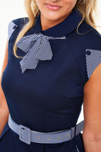Load image into Gallery viewer, Sailor Dress With Striped Neck Tie And Belt
