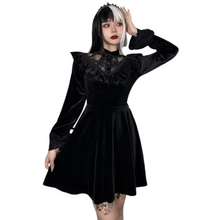 Load image into Gallery viewer, Women&#39;s Gothic Stand Collar Lace Splice Falbala Dress
