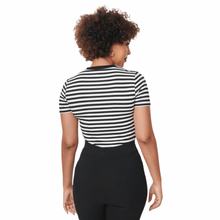 Load image into Gallery viewer, Black &amp; White Striped Back To Basics Top
